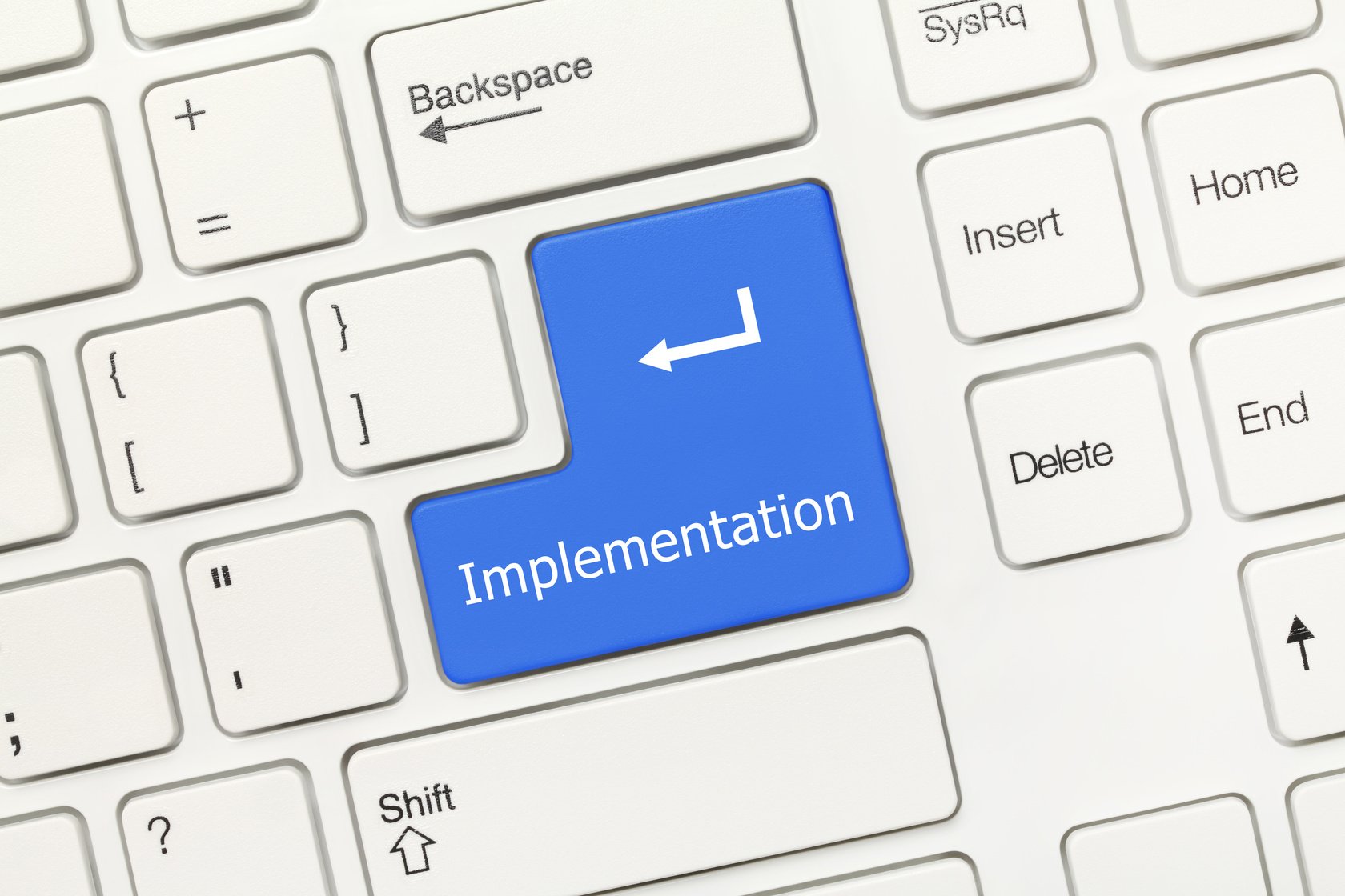 White conceptual keyboard - Implementation (blue key)